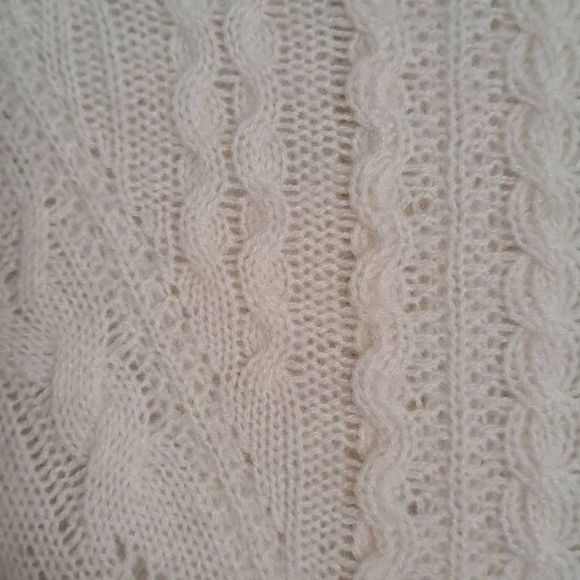 MAGASCHONI Women's Frost White 100% Cashmere Cable Knit Sweater Size L/G - Picture 2 of 8